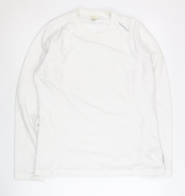 Oxylane Womens White Pullover Sweatshirt Size L Polyester Crew Neck
