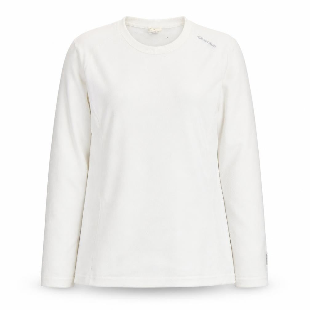 Oxylane Womens White Pullover Sweatshirt Size L Polyester Crew Neck