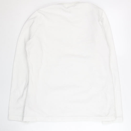 Oxylane Womens White Pullover Sweatshirt Size L Polyester Crew Neck