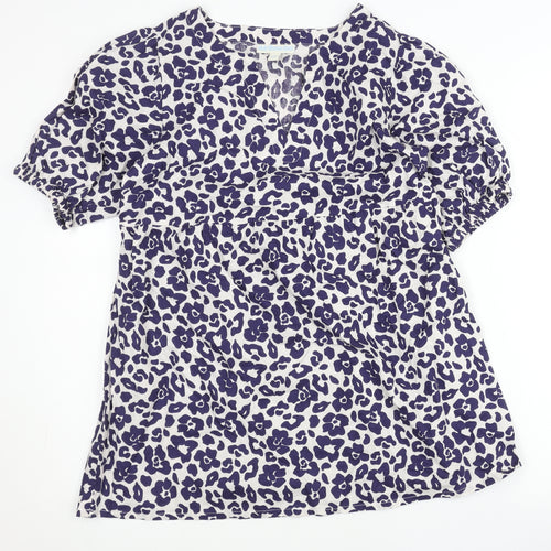 JoJo Maman Bébé Women Purple Animal Print Cotton Tunic Blouse S