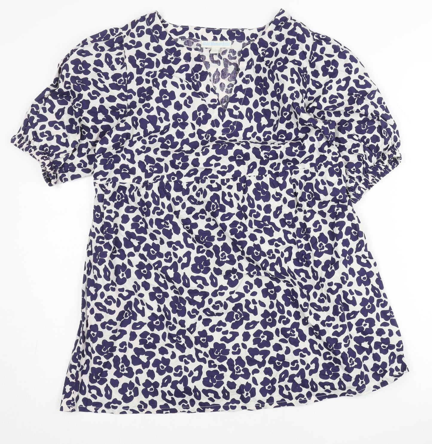 JoJo Maman Bébé Women Purple Animal Print Cotton Tunic Blouse S