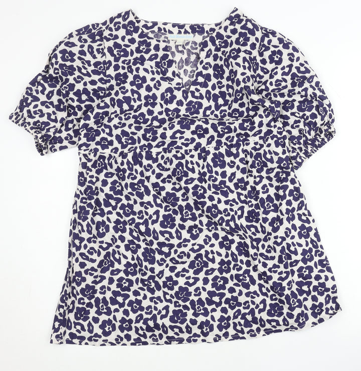 JoJo Maman Bébé Women Purple Animal Print Cotton Tunic Blouse S