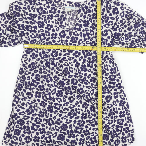 JoJo Maman Bébé Women Purple Animal Print Cotton Tunic Blouse S