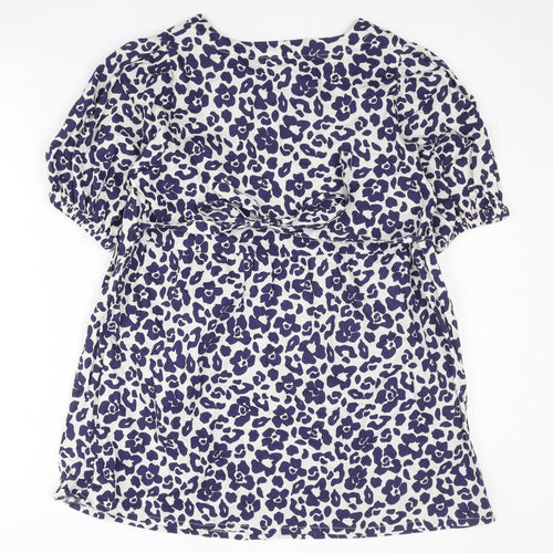 JoJo Maman Bébé Women Purple Animal Print Cotton Tunic Blouse S