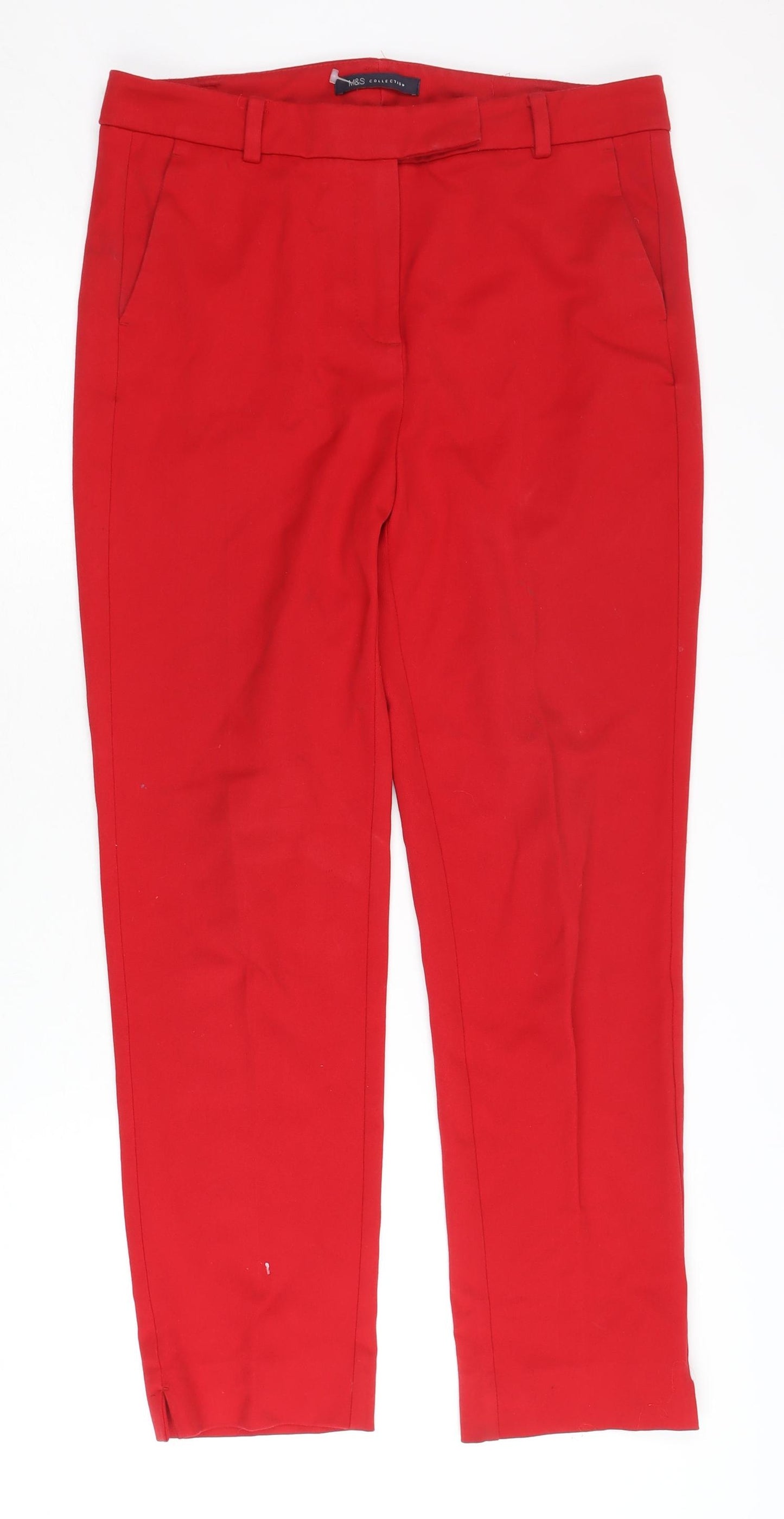 Marks and Spencer Women’s Red Slim Fit Straight Trousers Size 10