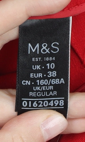 Marks and Spencer Women’s Red Slim Fit Straight Trousers Size 10