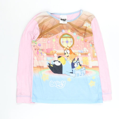 Bluey Girls Pink Blue Long Sleeve T-Shirt 4-5 Years Cartoon Graphic Top