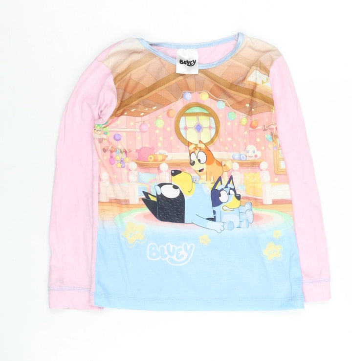Bluey Girls Pink Blue Long Sleeve T-Shirt 4-5 Years Cartoon Graphic Top