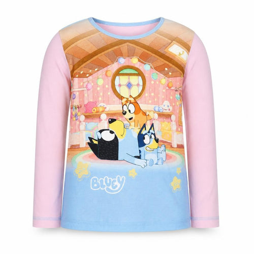 Bluey Girls Pink Blue Long Sleeve T-Shirt 4-5 Years Cartoon Graphic Top