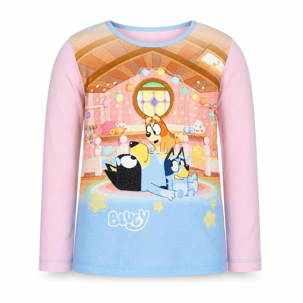 Bluey Girls Pink Blue Long Sleeve T-Shirt 4-5 Years Cartoon Graphic Top
