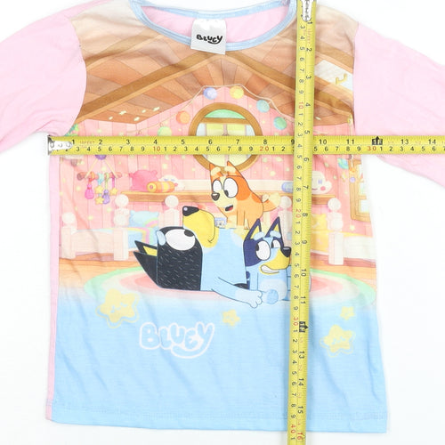 Bluey Girls Pink Blue Long Sleeve T-Shirt 4-5 Years Cartoon Graphic Top