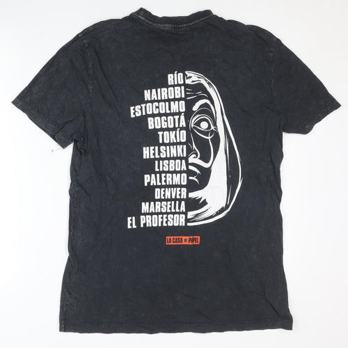 Netflix La Casa De Papel Men’s Black Small Graphic Print T-Shirt