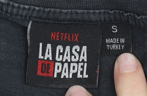 Netflix La Casa De Papel Men’s Black Small Graphic Print T-Shirt