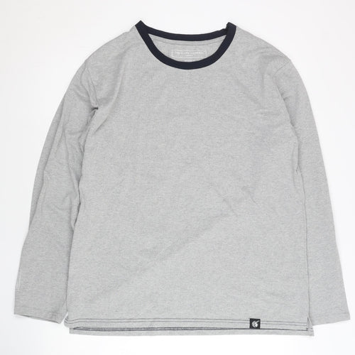 The White Company Men’s Grey Long Sleeve Pyjama Top M Polyester Cotton
