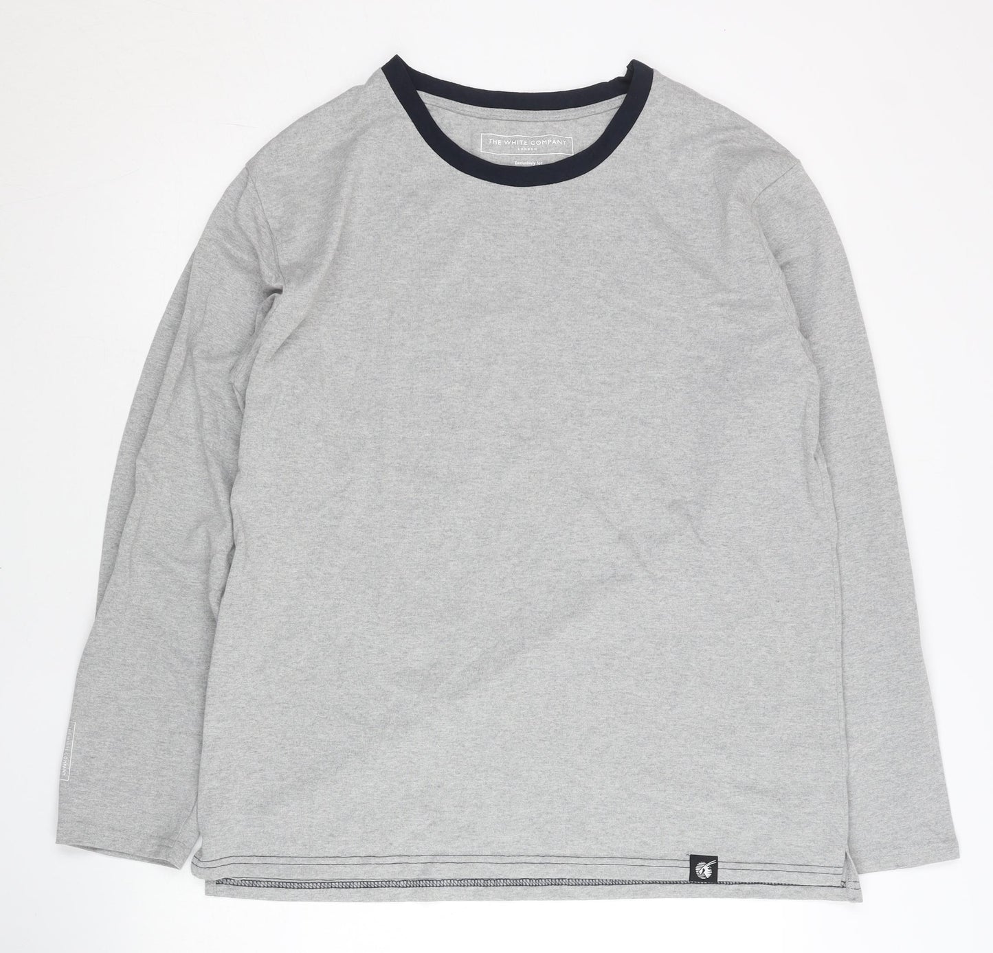 The White Company Men’s Grey Long Sleeve Pyjama Top M Polyester Cotton