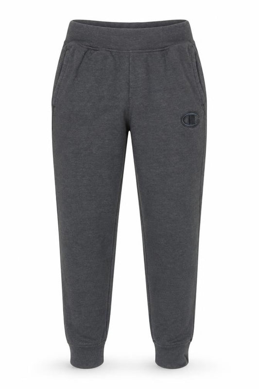 Front view of Champion men’s grey jogger sweatpants s regular fit elastic waist