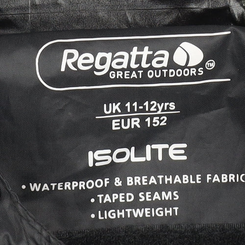 Regatta Girls Black Waterproof Rain Coat Jacket 11-12 Years Isolite