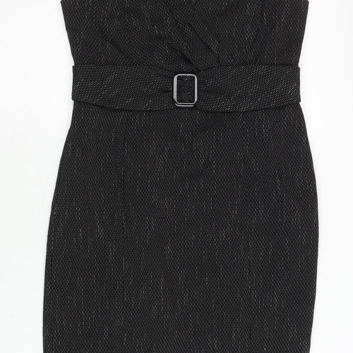 Debenhams Petite Womens Black Size 8 Sheath Belted Dress