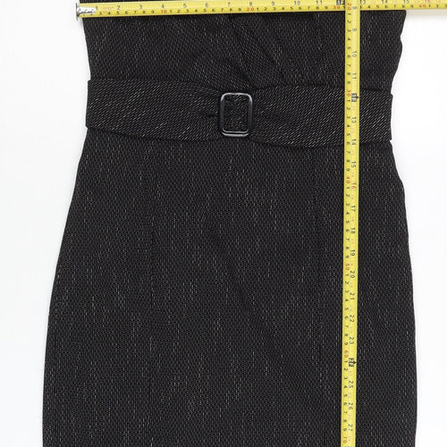 Debenhams Petite Womens Black Size 8 Sheath Belted Dress