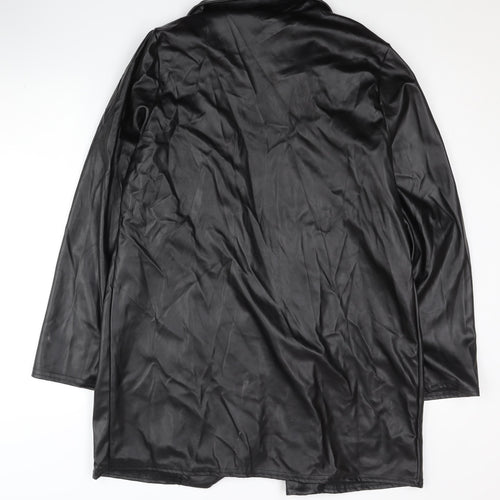 PrettyLittleThing Womens Black Faux Leather Long Coat UK 12