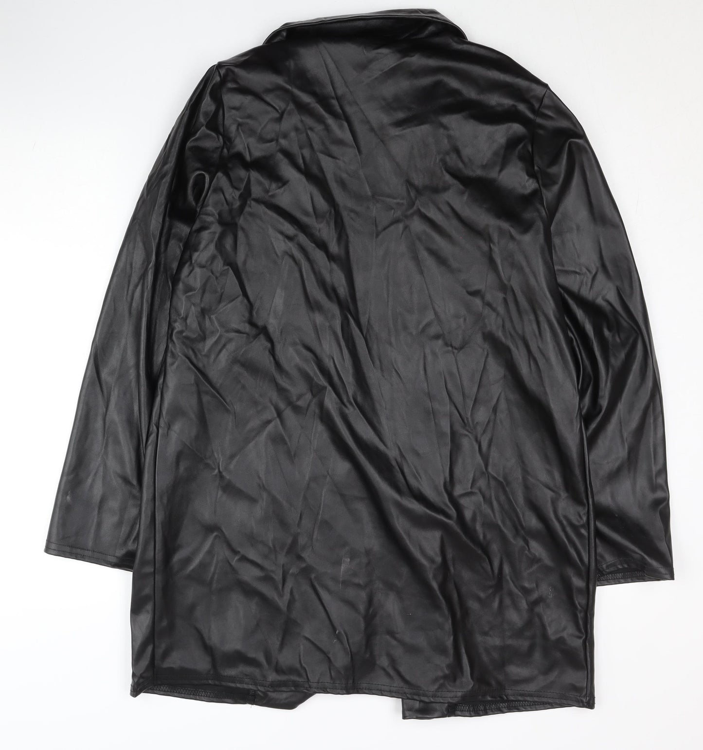PrettyLittleThing Womens Black Faux Leather Long Coat UK 12