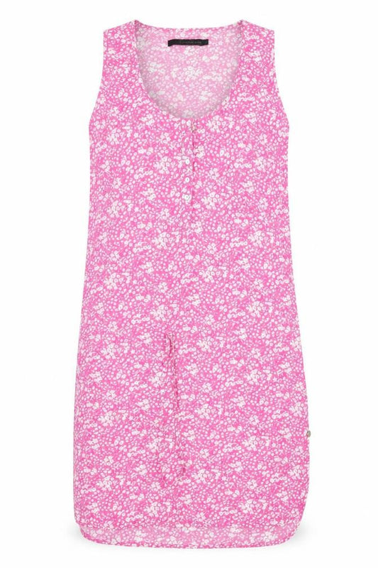 Front view of Calvin Klein Jeans Women Pink Floral Tank Dress, size S