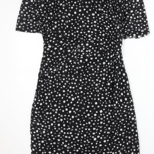 Phase Eight Women’s Black Polka Dot Knee Length Sheath Dress Size 8