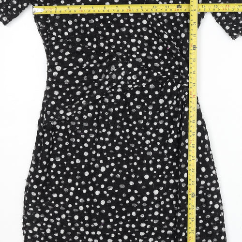 Phase Eight Women’s Black Polka Dot Knee Length Sheath Dress Size 8