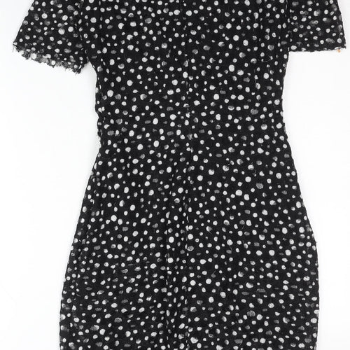 Phase Eight Women’s Black Polka Dot Knee Length Sheath Dress Size 8