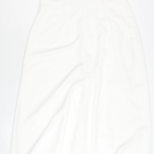 Rewritten Womens White XS Halter Wide-Leg Sleeveless Jumpsuit