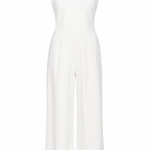 Rewritten Womens White XS Halter Wide-Leg Sleeveless Jumpsuit