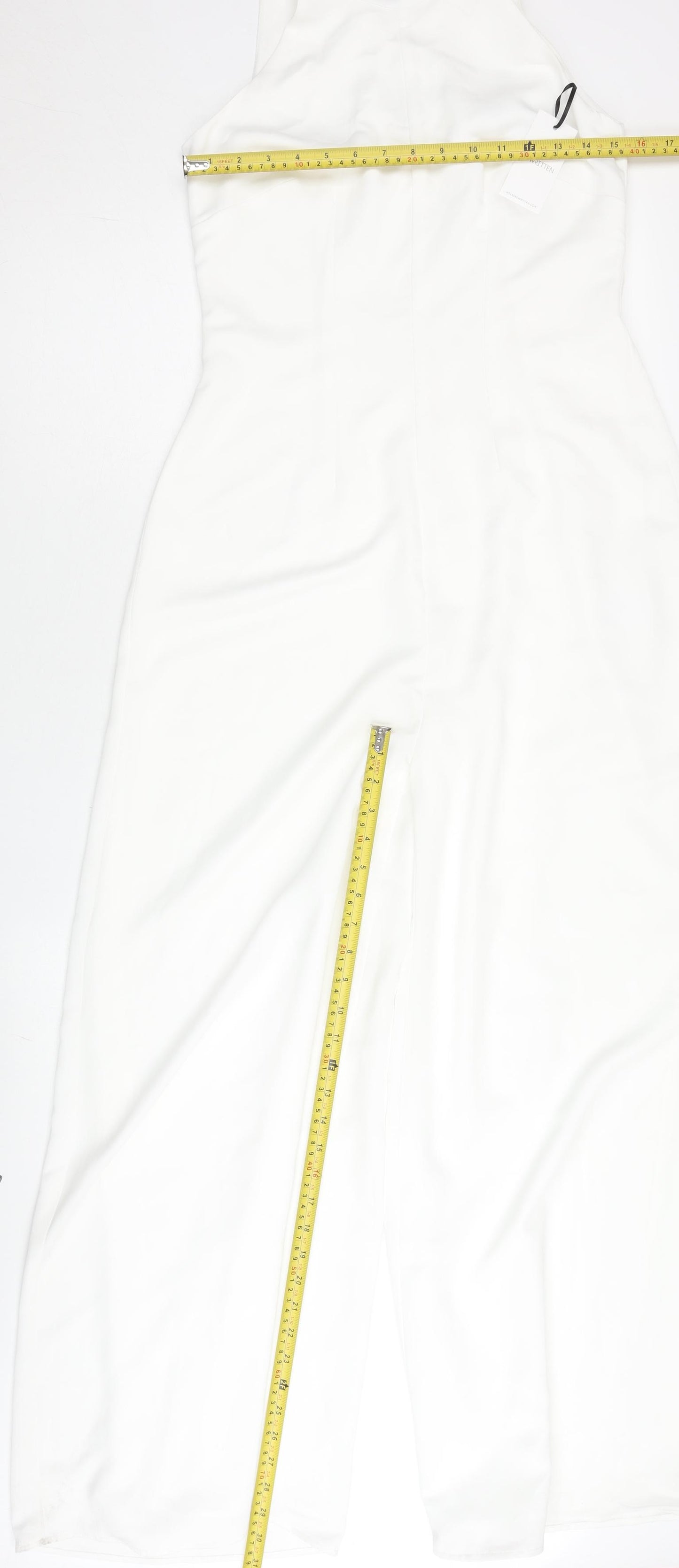 Rewritten Womens White XS Halter Wide-Leg Sleeveless Jumpsuit