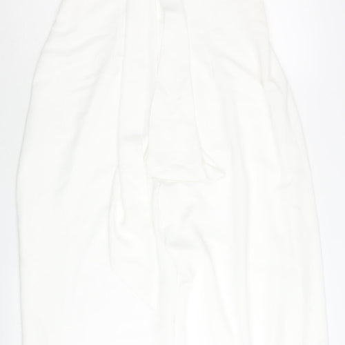 Rewritten Womens White XS Halter Wide-Leg Sleeveless Jumpsuit