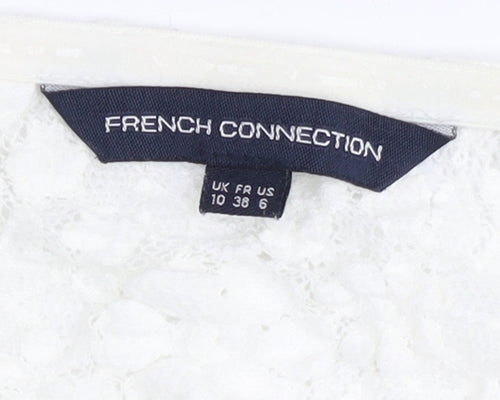 French Connection Women’s Ivory Lace Cropped Off-Shoulder Blouse UK 10