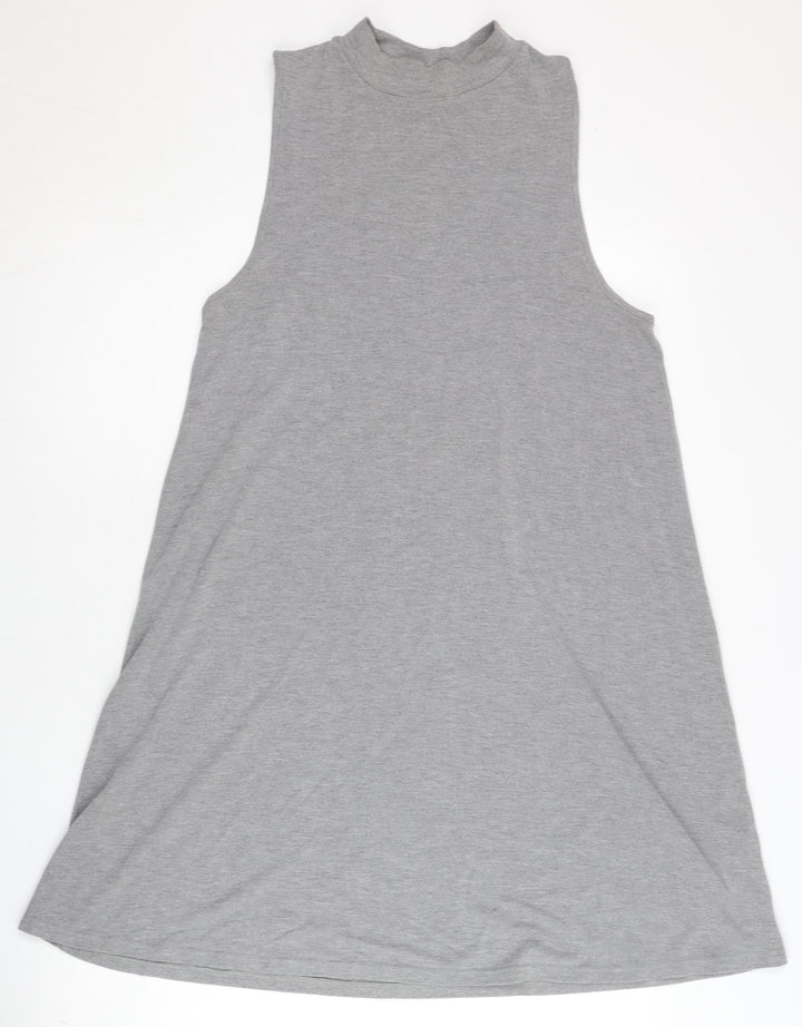 Topshop Women’s Grey Jersey Tank Dress Size 10 Sleeveless Casual