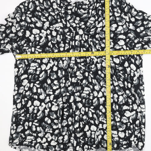 ISLE Womens Black Animal Print Viscose Blouse Size 14