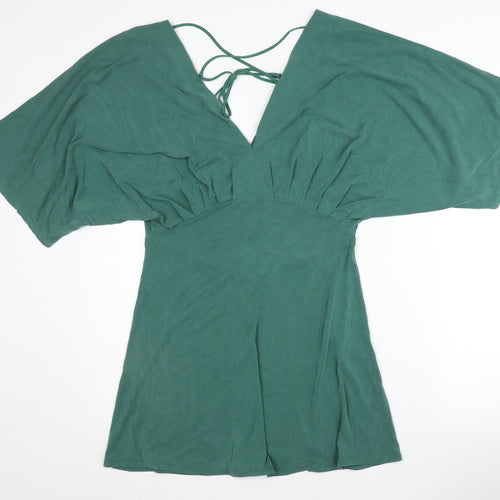 H&M Women’s Green Size 8 Short Kimono Sleeve Mini Stretch Dress