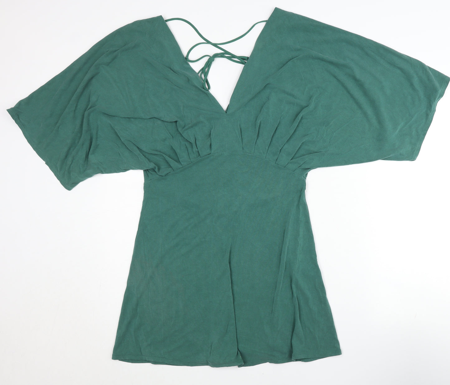 H&M Women’s Green Size 8 Short Kimono Sleeve Mini Stretch Dress