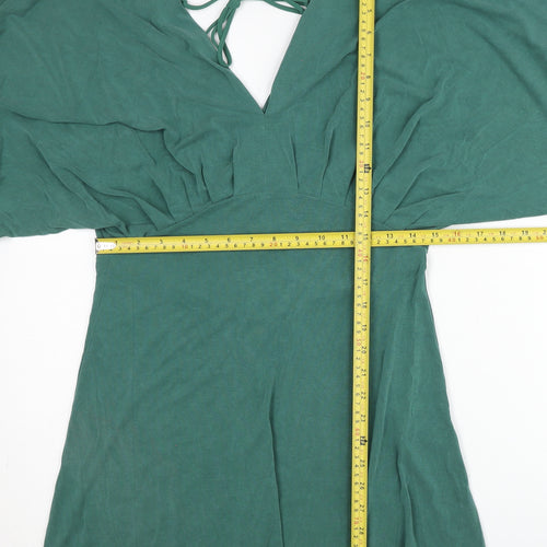 H&M Women’s Green Size 8 Short Kimono Sleeve Mini Stretch Dress