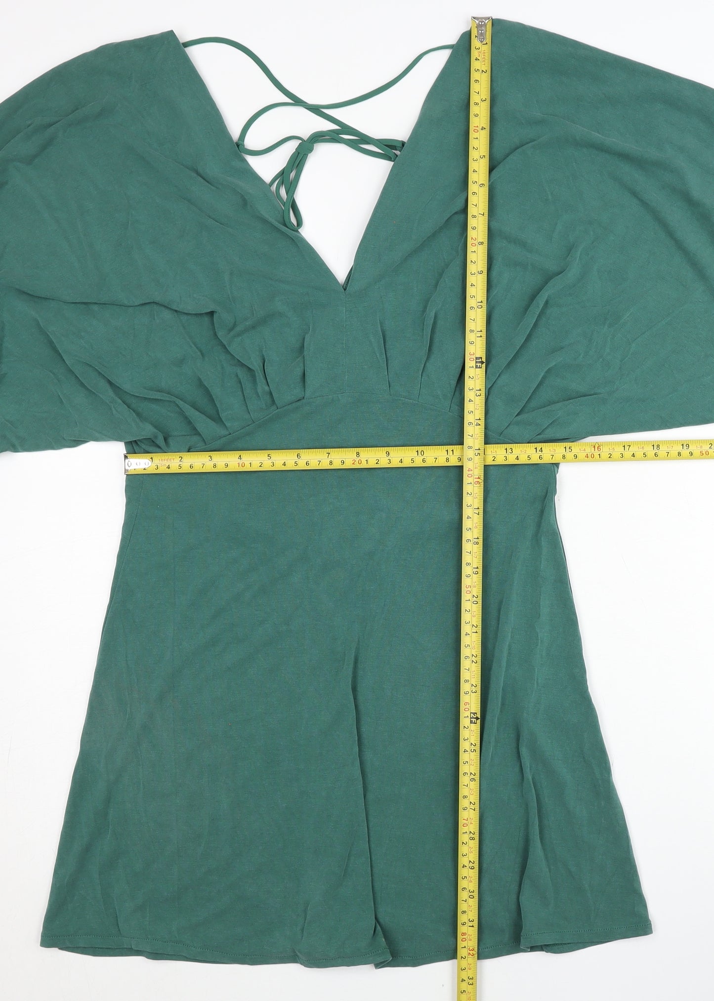 H&M Women’s Green Size 8 Short Kimono Sleeve Mini Stretch Dress