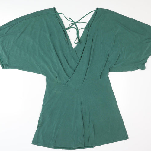 H&M Women’s Green Size 8 Short Kimono Sleeve Mini Stretch Dress