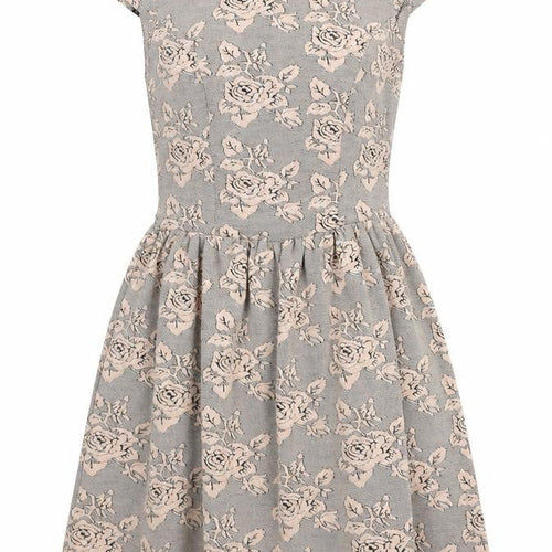 Topshop Women’s Grey Floral Skater Dress UK 6 Short Sleeve
