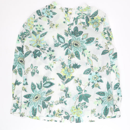 Marks and Spencer Womens Ivory Floral Cotton Tunic Blouse Size 6
