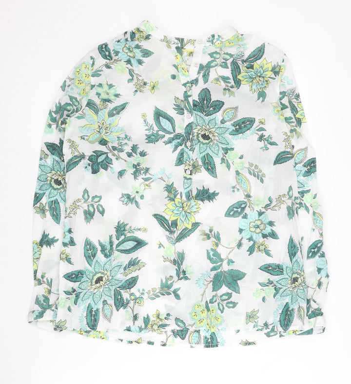 Marks and Spencer Womens Ivory Floral Cotton Tunic Blouse Size 6