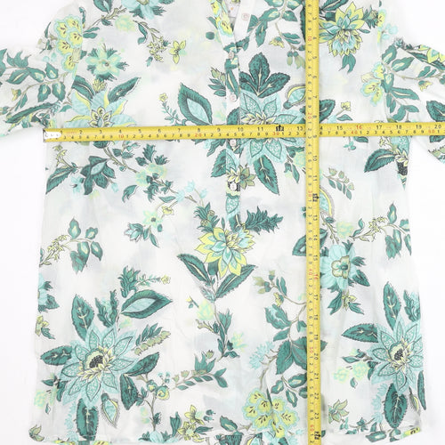 Marks and Spencer Womens Ivory Floral Cotton Tunic Blouse Size 6