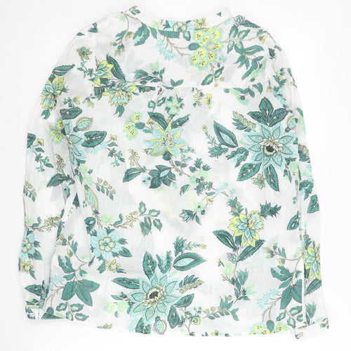 Marks and Spencer Womens Ivory Floral Cotton Tunic Blouse Size 6