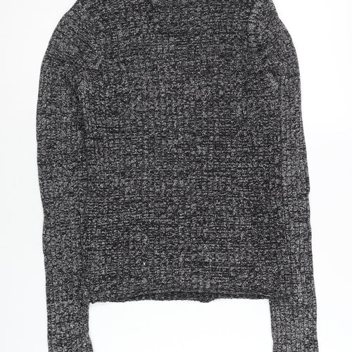 Monki Womens Grey Mock Neck Slim Fit Knit Jumper Size S