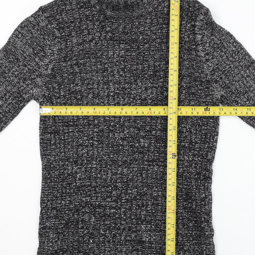 Monki Womens Grey Mock Neck Slim Fit Knit Jumper Size S
