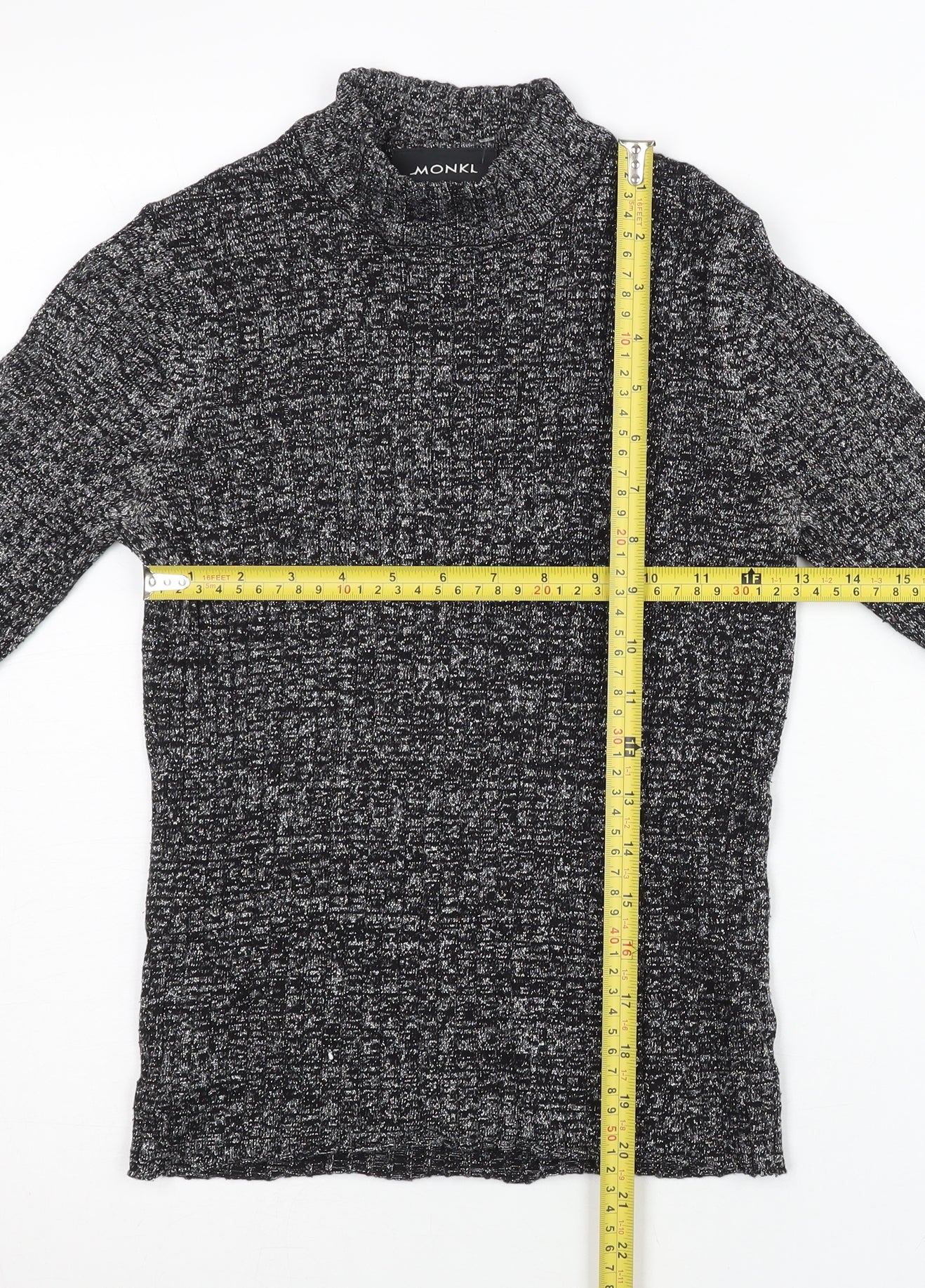 Monki Womens Grey Mock Neck Slim Fit Knit Jumper Size S