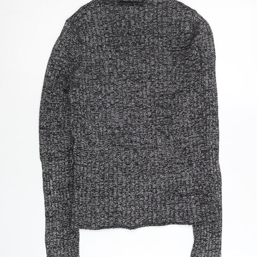 Monki Womens Grey Mock Neck Slim Fit Knit Jumper Size S